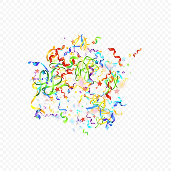 Красочный Змей Ленты Holiday Foil Streamers Confetti Star Falling Прозрачном — стоковый вектор
