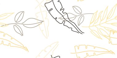 Tropik Yaprak. Modern Motif. Pastel Bir Çizgi Çizimi. Orman baskısı. Yeşillik Yazı Kusursuz Düzen. Yeşillik Vektörü Arkaplanı. Sanatsal Botanik Yüzey. Moda için soyut bitki dokusu