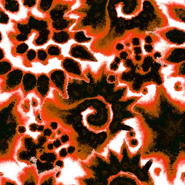 Suluboya el boyası kusursuz desen. Benekler, noktalar ve yırtık kenarlarla karıştırılmış illüstrasyon. Modern soyut arka plan. Tekstil, yüzey, moda, mayo tasarımı için sonu gelmeyen gerçeküstü desen.