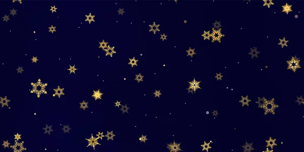 Gold Falling Snowflakes Motif Sans Couture Illustration Avec Neige Volante — Image vectorielle