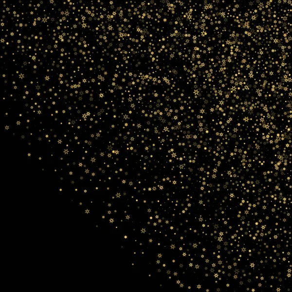 Fallende Schneeflocken Goldenes Muster Illustration Mit Fliegendem Goldschnee Frost Schneefall — Stockvektor