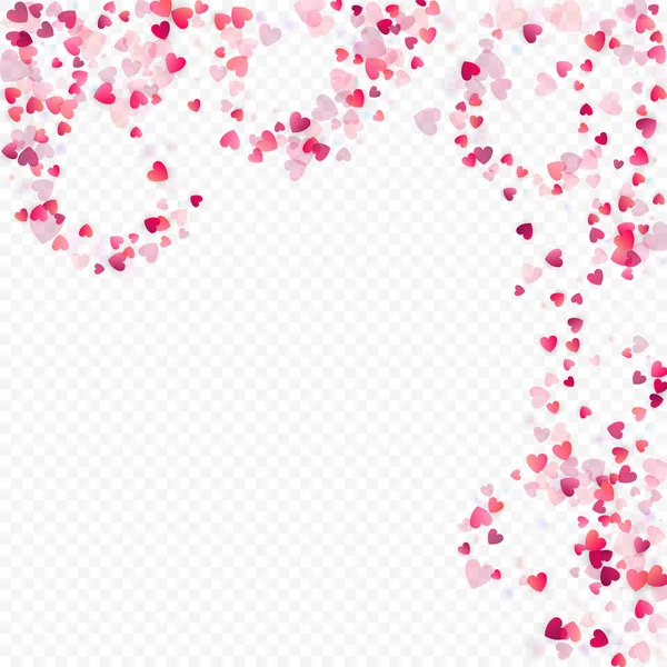 Hartliefde Vectorachtergrond Valentijnskaart Roze Harten Confetti Verspreide Liefdessymbolen Willekeurige Hartvorm — Stockvector