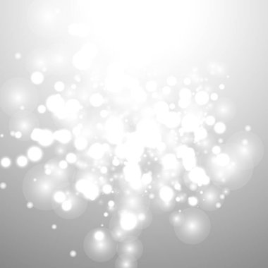 Gümüş Bokeh Noel Arkaplanı. Açık gri üzerinde kar taneleri. Bulanık Vektör Tasarımı. Kış Arkaplanı: Parıltı ve Örtülü Tatil Efekti. Sezon Bling Noel Dekorasyonu.