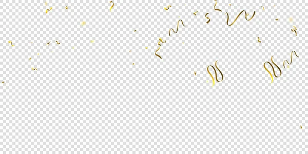 セルペンチン 金箔ストリーマーリボン 透明感のある背景に落ちるコンフェットスター パーティー 誕生日ベクトルテンプレート スパークル サーペンタイン お祝いの要素 明るいゴールドフェスティバル Tinsel — ストックベクタ