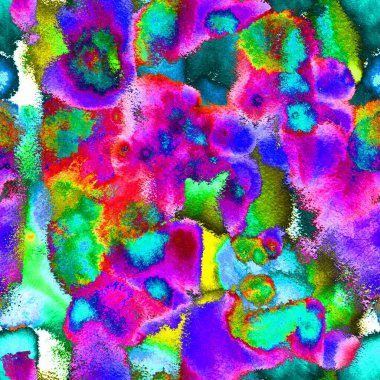 Islak, kusursuz desen. Moda baskısı. Kravat boyası, parmak izi katmanı, kravat boyası. Batik, El Çizimi Sonsuz Tekrarlayan Süs. Tekstil, Yüzey, Moda, Mayo, Çamaşır, Kumaş İçin Sanat Arkaplanı.