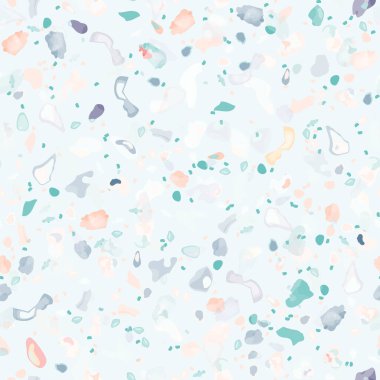 Terrazzo Doku Vektörü. Döşemesi olmayan desen. Zemin Granit desenli. Taş, Kaya, Mermer Tekstil Arkaplanı. Doğal Pavement, Mozaik Şablonu. Kuvars, Çakıl Taşı. İç Dekorasyon Tasarımı.