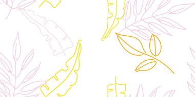 Tropik Yaprak. Modern Motif. Pastel Bir Çizgi Çizimi. Orman baskısı. Yeşillik Yazı Kusursuz Düzen. Yeşillik Vektörü Arkaplanı. Sanatsal Botanik Yüzey. Moda için soyut bitki dokusu