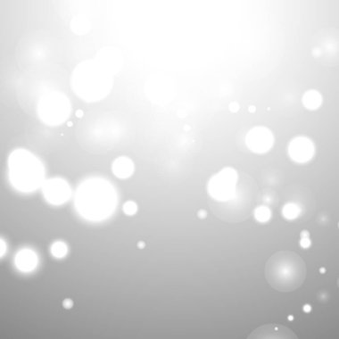 Gümüş Bokeh Noel Arkaplanı. Açık gri üzerinde kar taneleri. Bulanık Vektör Tasarımı. Kış Arkaplanı: Parıltı ve Örtülü Tatil Efekti. Sezon Bling Noel Dekorasyonu.