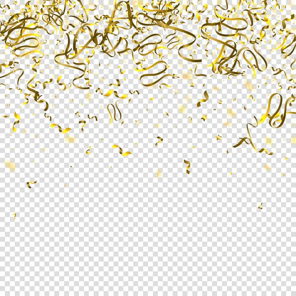 Serpentine Vacances Rubans Gold Foil Streamers Confetti Star Tombé Sur — Image vectorielle