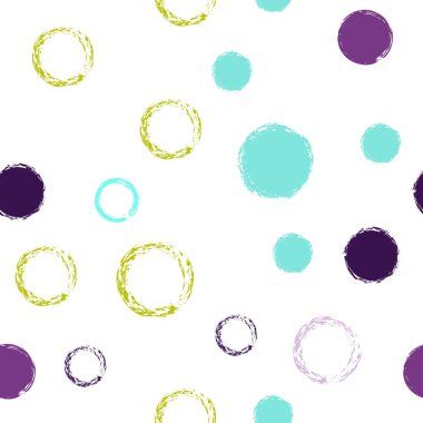 Siyah Fırça Çemberi. Vektör Kusursuz Desen. Parlak Tasarım. Suluboya Şekli Kaotik Şekillerle Soyut Beyaz Arkaplan. Basit Vintage Giftwrap. Tebeşir Fırçası Yuvarlakları, Konfeti