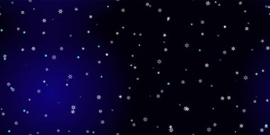 Düşen kar taneleri pürüzsüz desen. Uçan kar, don ve kar ile ilgili bir resim. Mavi gece geçmişinde noel kutlaması için kusursuz bir baskı. Yeni Yıl için Tatil Vektörü illüstrasyonu