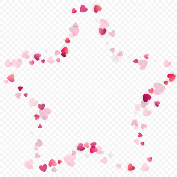 Hartliefde Vectorachtergrond Valentijnskaart Roze Harten Confetti Verspreide Liefdessymbolen Willekeurige Hartvorm — Stockvector