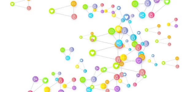 Marknadsföring Sociala Medier Nätverkskoncept För Kommunikation Slumpmässiga Ikoner Sociala Medier — Stock vektor