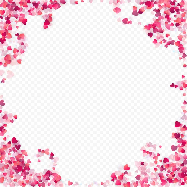 Heart Love Vector Background Valentine Frame Pink Hearts Confetti Scattered — Stock Vector