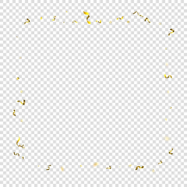 Feiertagsserpentine Goldfolie Streamers Bänder Konfetti Stern Fällt Auf Transparenten Hintergrund — Stockvektor