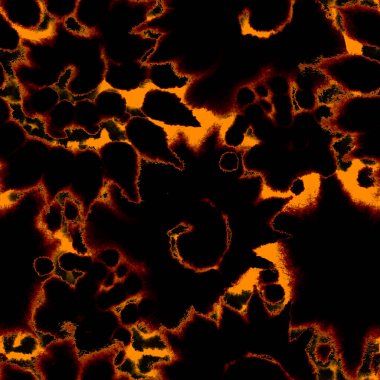 Gerçeküstü, psikedelik ıslak boya izi. Suluboya karışık akış noktaları, noktalar, yırtık kenarlar. Tekstil, yüzey, moda, mayo ve modern tasarım için bitmeyen tekrarlanan soyut arkaplan.