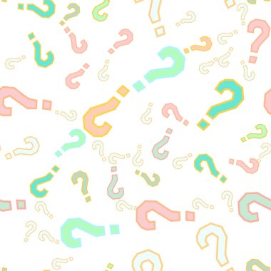 Kusursuz bir örnek. Soru işaretleri, şüphe, faq geçmişi. Basit sonsuz tekrarlama motifi. Anket, inceleme, sorgulama, sorgulama geçmişi. Kamuoyu yoklaması, kamuoyu yoklaması temsilcisi illüstrasyonu için şablon.