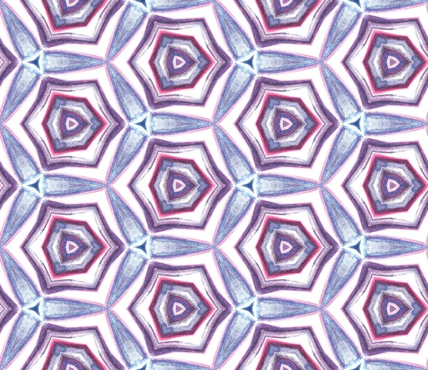 stock image Geo Geometric, Endless Repeat Painting. Portugal, Turkish, Moroccan, Spanish Ornament. Chevron Geometric. Tribal Textile. Purple, Pink Watercolor. Geometric Texture.