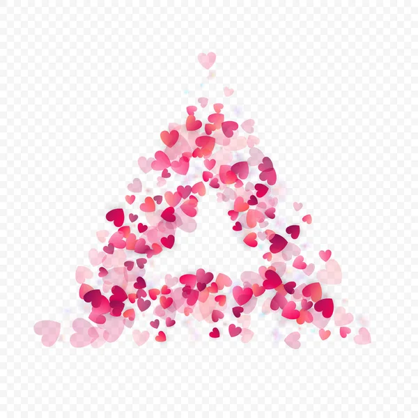 Hartliefde Vectorachtergrond Valentijnskaart Roze Harten Confetti Verspreide Liefdessymbolen Willekeurige Hartvorm — Stockvector