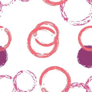 Renkli Polka Noktaları. Pastel Vektör Kusursuz Desen. Renk Çizimi. Suluboya Şekli Kaotik Şekillerle Soyut Beyaz Arkaplan. Grunge Vintage Tekstil. Tebeşir Fırçası Yuvarlakları, Konfeti