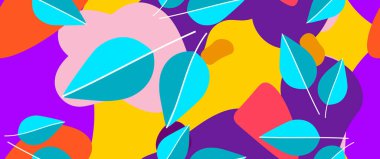 Kalın Yaprak deseni. Tropik Yaprak. Modern Motif. Orman baskısı. Yeşillik Yazı Kusursuz Düzen. Moda Vektörü Arkaplanı. Sanatsal Botanik Yüzey. Soyut Bitki. Parlak Moda. Karşıtlık Çizimi.