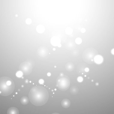 Gümüş Bokeh Noel Arkaplanı. Açık gri üzerinde kar taneleri. Bulanık Vektör Tasarımı. Kış Arkaplanı: Parıltı ve Örtülü Tatil Efekti. Sezon Bling Noel Dekorasyonu.