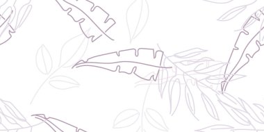 Tropik Yaprak. Modern Motif. Pastel Bir Çizgi Çizimi. Orman baskısı. Yeşillik Yazı Kusursuz Düzen. Yeşillik Vektörü Arkaplanı. Sanatsal Botanik Yüzey. Moda için soyut bitki dokusu