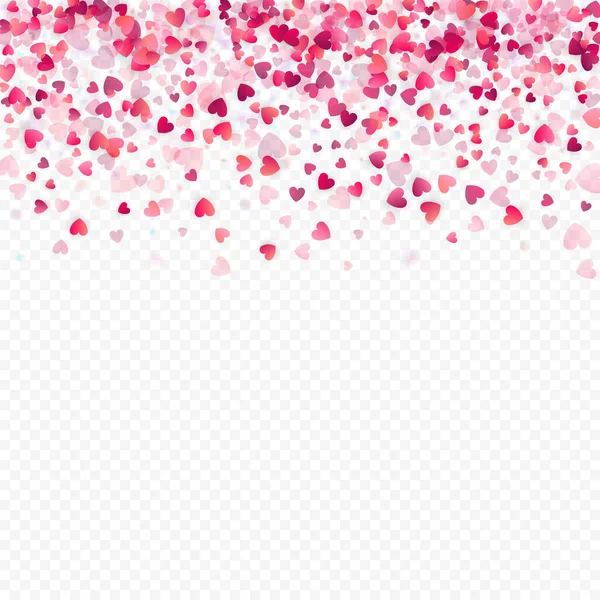 Heart Love Vector Background Valentine Frame Pink Hearts Confetti Scattered — Stock Vector