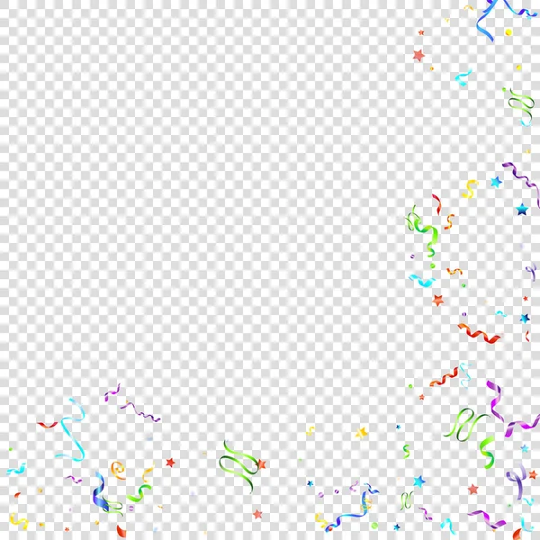 色彩艳丽的蛇节假日流线型丝带 Confetti Star Falling Transparent Background 生日矢量模板 闪烁着蛇纹石庆祝元素 明媚喜庆的小叮当 — 图库矢量图片