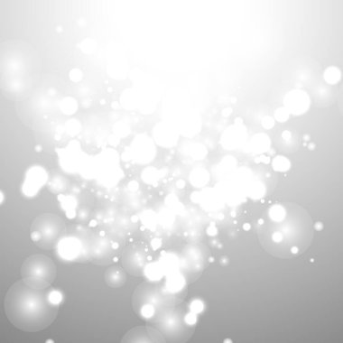 Gümüş Bokeh Noel Arkaplanı. Açık gri üzerinde kar taneleri. Bulanık Vektör Tasarımı. Kış Arkaplanı: Parıltı ve Örtülü Tatil Efekti. Sezon Bling Noel Dekorasyonu.