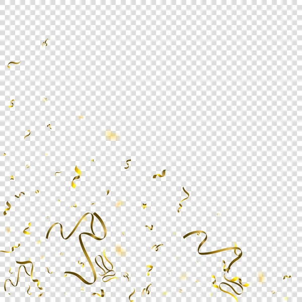 Holiday Serpentine Zlaté Pruhy Fólie Confetti Star Falling Průhledném Pozadí — Stockový vektor