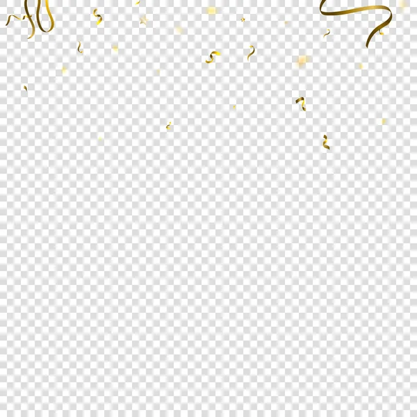 Праздничный Серпантин Ленты Gold Foil Streamers Confetti Star Falling Прозрачном — стоковый вектор