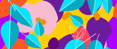 Kalın Yaprak deseni. Tropik Yaprak. Modern Motif. Orman baskısı. Yeşillik Yazı Kusursuz Düzen. Moda Vektörü Arkaplanı. Sanatsal Botanik Yüzey. Soyut Bitki. Parlak Moda. Karşıtlık Çizimi.