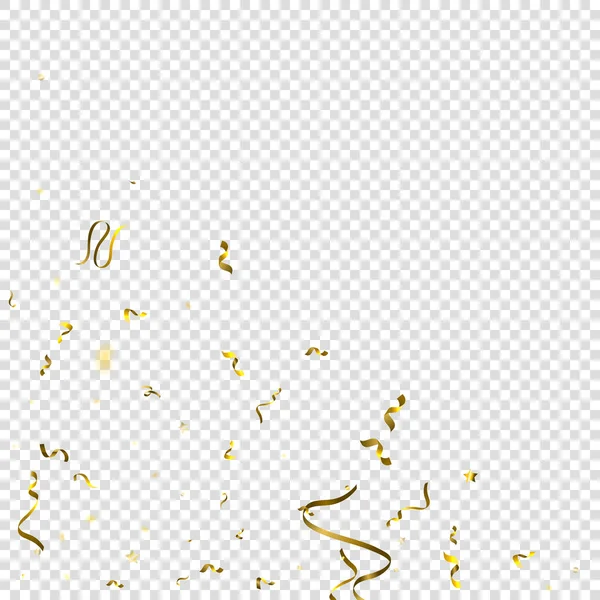 Праздничный Серпантин Ленты Gold Foil Streamers Confetti Star Falling Прозрачном — стоковый вектор