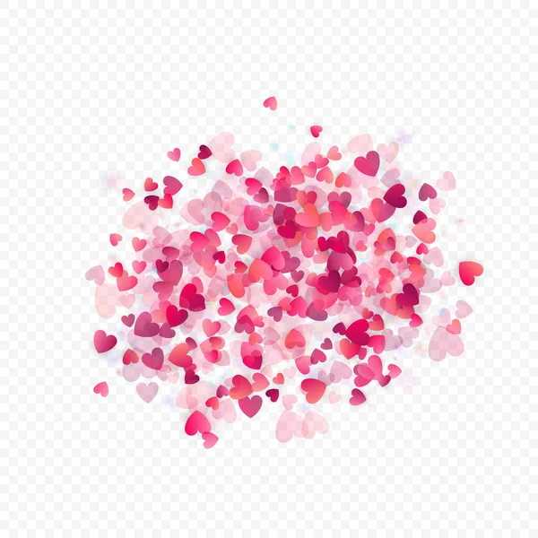 Hartliefde Vectorachtergrond Valentijnskaart Roze Harten Confetti Verspreide Liefdessymbolen Willekeurige Hartvorm — Stockvector