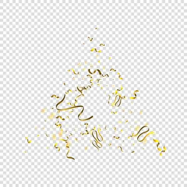 Vakantie Serpentijn Gouden Folie Stroompjes Linten Confetti Star Falling Transparante — Stockvector