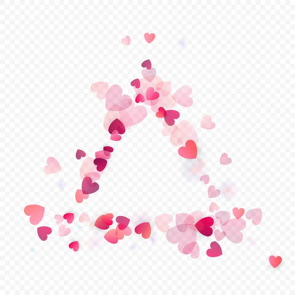 Tło Wektora Miłości Serca Walentynki Różowe Serca Konfetti Rozrzucone Symbole — Wektor stockowy