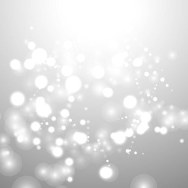 Gümüş Bokeh Noel Arkaplanı. Açık gri üzerinde kar taneleri. Bulanık Vektör Tasarımı. Kış Arkaplanı: Parıltı ve Örtülü Tatil Efekti. Sezon Bling Noel Dekorasyonu.