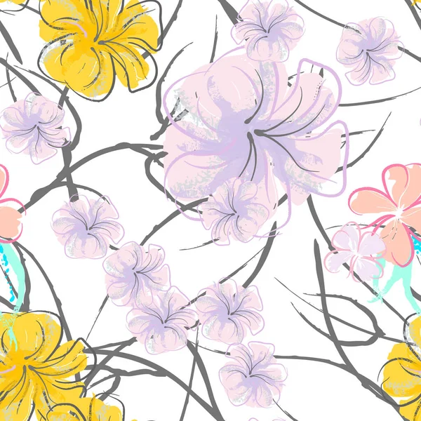 Fleurs Roses Motif Floraison Impression Florale Aquarelle Pastel Petite Fleur — Image vectorielle