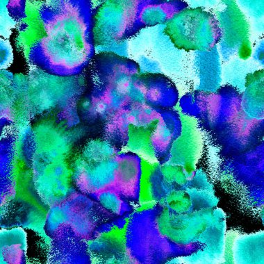 Yüzey Tekstili. Gerçeküstü, psikedelik doku. Boyayla boyanmış suluboya lekesi. Ikat, kravatlı, dikişsiz desen. Tekstil, Yüzey, Moda, Mayo, Çamaşır, Kumaş İçin Sanat Arkaplanı.