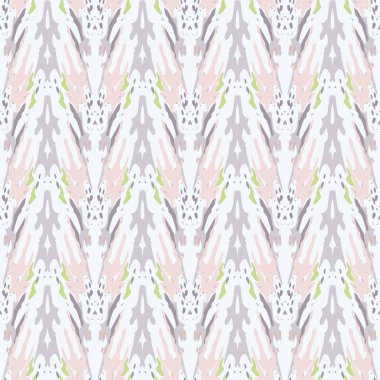 Benekler, Ikat. Tie Dye, Batik. Kusursuz desen. Geometrik Yüzey. El boyası çizilmiş. Kabile Shibori Kumaş Tasarımı. Gri Sarı Halk Eski Folklor Tekstili. Geleneksel Geometri Örgü Boyası Deseni.