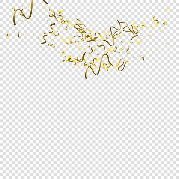 Serpentina Navideña Hoja Oro Streamers Cintas Estrella Confetti Cayendo Sobre — Vector de stock