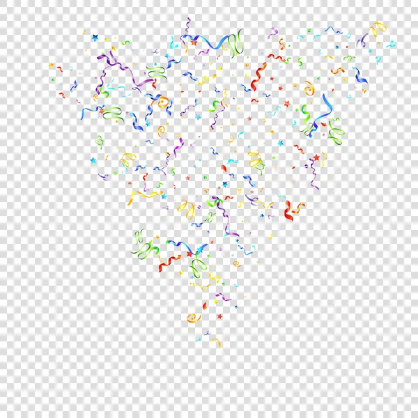 Serpentine Colorée Ruban Streamers Feuille Vacances Confetti Star Tombé Sur — Image vectorielle