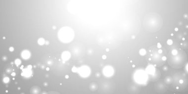 Gümüş Bokeh Noel Arkaplanı. Açık gri üzerinde kar taneleri. Bulanık Vektör Tasarımı. Kış Arkaplanı: Parıltı ve Örtülü Tatil Efekti. Sezon Bling Noel Dekorasyonu.