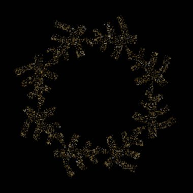 Altın Parıldayan Yıldızlar. Lüks Parlak Konfeti. Dağınık küçük bir parıltı. Parlak gümüş element. Rastgele sihirli minik ışık. Yıldızların düşüşü siyah arka plan. Yeni Yıl, Noel Vektörü illüstrasyonu.