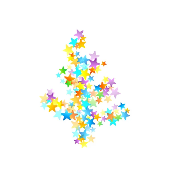 Rainbow Festive Confetti Carnival Template Colorful Star Falling Beautiful Holidays — Stock Vector