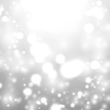 Gümüş Bokeh Noel Arkaplanı. Açık gri üzerinde kar taneleri. Bulanık Vektör Tasarımı. Kış Arkaplanı: Parıltı ve Örtülü Tatil Efekti. Sezon Bling Noel Dekorasyonu.