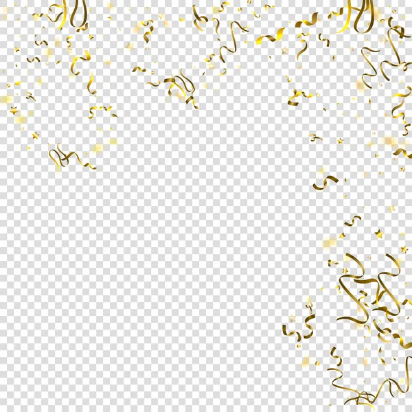 Serpentine Vacances Rubans Gold Foil Streamers Confetti Star Tombé Sur — Image vectorielle