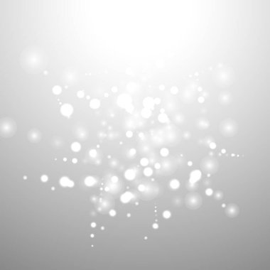 Gümüş Bokeh Noel Arkaplanı. Açık gri üzerinde kar taneleri. Bulanık Vektör Tasarımı. Kış Arkaplanı: Parıltı ve Örtülü Tatil Efekti. Sezon Bling Noel Dekorasyonu.