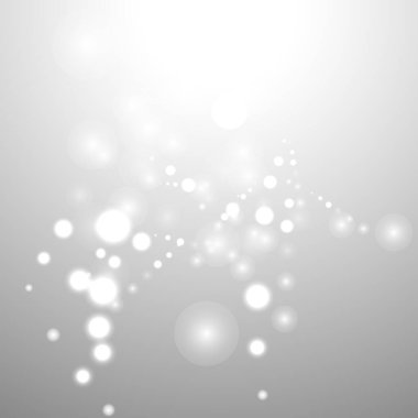 Gümüş Bokeh Noel Arkaplanı. Açık gri üzerinde kar taneleri. Bulanık Vektör Tasarımı. Kış Arkaplanı: Parıltı ve Örtülü Tatil Efekti. Sezon Bling Noel Dekorasyonu.